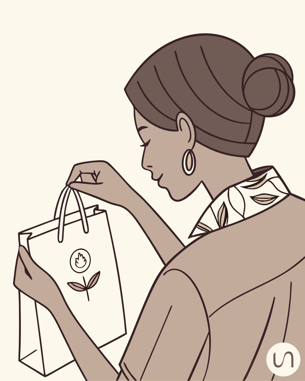 Femme avec un sachet