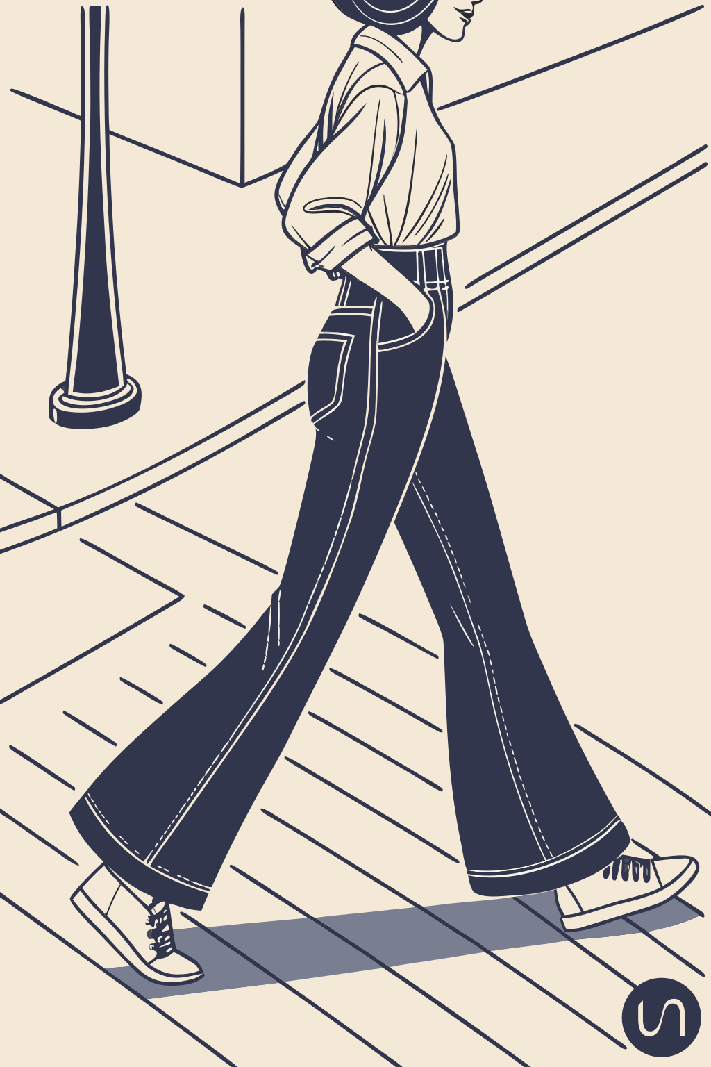 Femme habillée en jean flare
