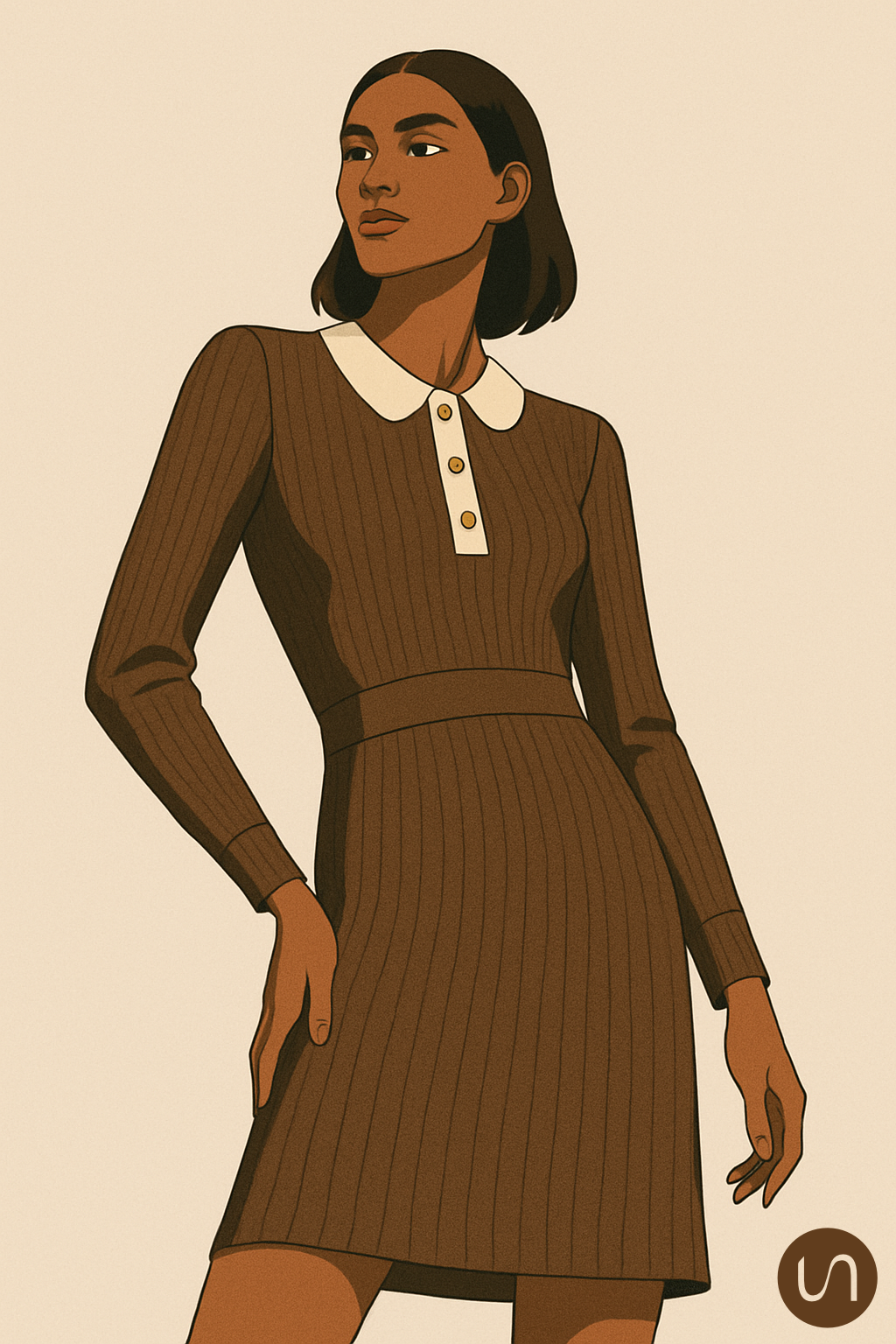 femme à robe en mailles